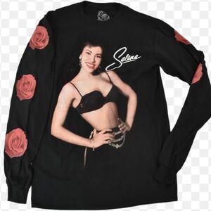 Selena Quintanilla Graphic Black Long Sleeve  T Shirt size Medium